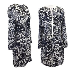 NWT Adam By Adam Lippes Women’s Black & White LS Printed Sheath Mini Dress  0